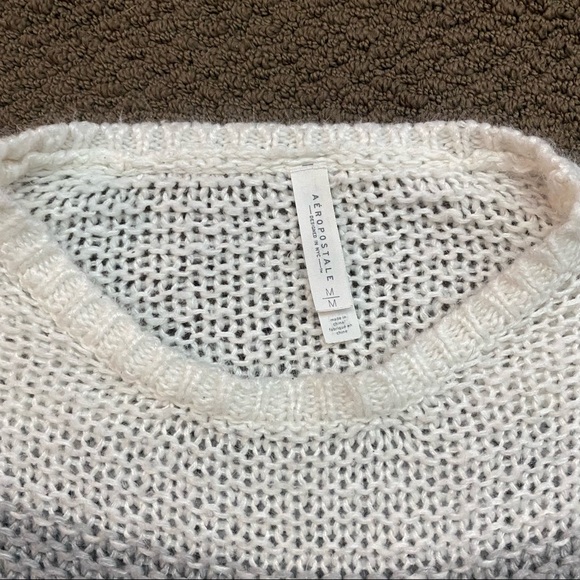 Aeropostale Knit Sweater white/grey medium - Picture 3 of 4